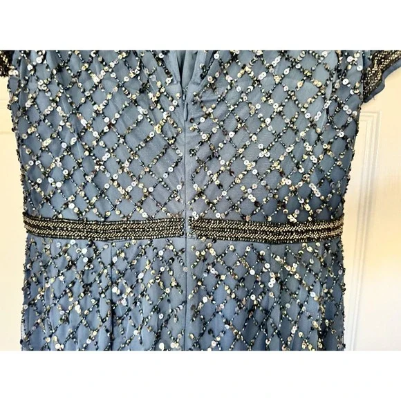 NWT Adrianna Papell Beaded Evening Gown Or Mother of Bride Sz 10 Blue - Picture 10 of 16